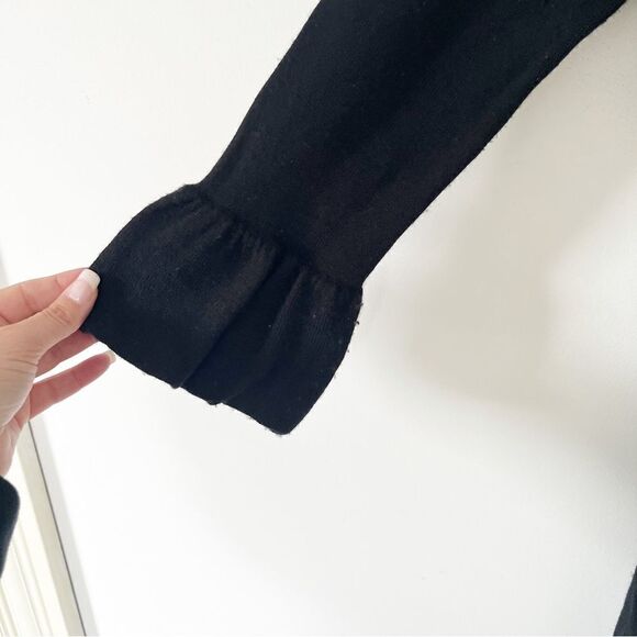 Anthropologie Girls From Savoy Black Cowl Bell Sleeve Front Pleats Sweater Dress - Picture 4 of 11